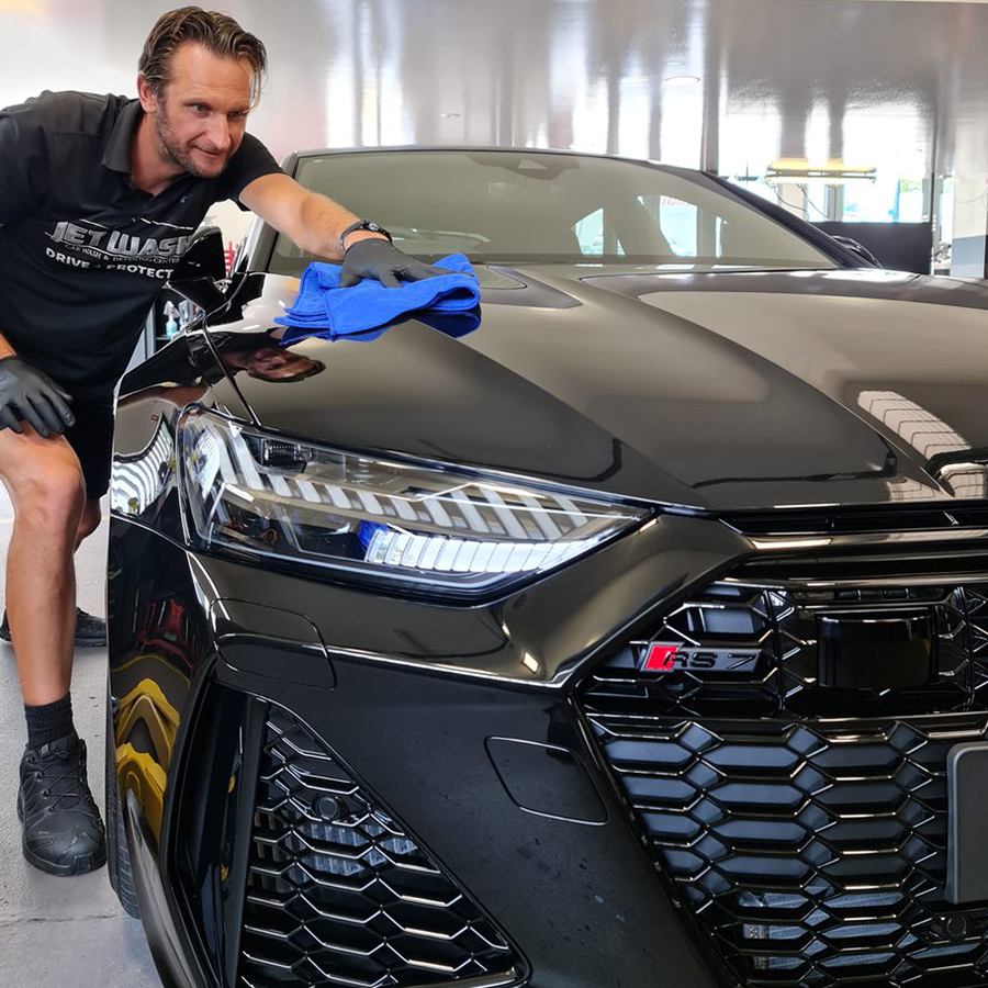 Shiny Audi RS reflecting light after ceramic coating