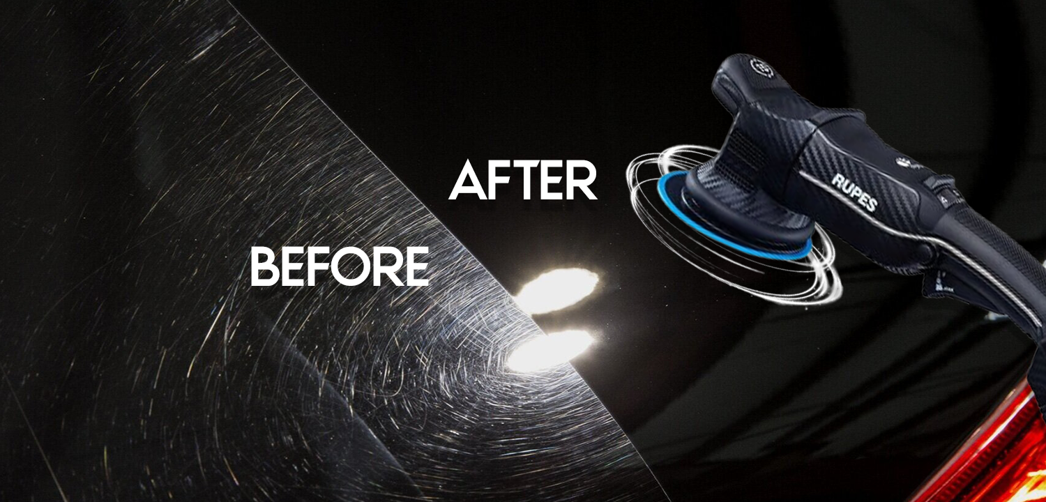 Paint Correction on black paint before and after effect