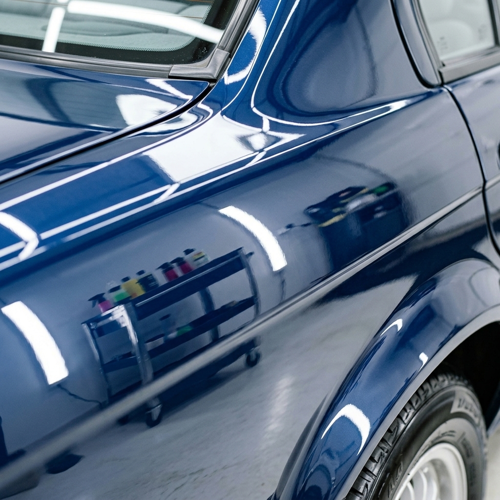 Paint after gloss enhancement, showing restored gloss